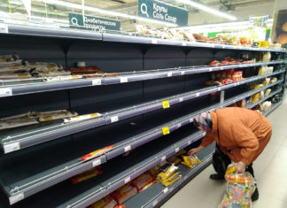 Путин призвал россиян не скупать продукты впрок. Сегодня уже пустые полки, к примеру, в магазинах Теплого Стана Москвы Пустые стеллажи в магазине "Перекресток" (Лейпциг) на ул.Ак.Варги , утро 17 марта 2020