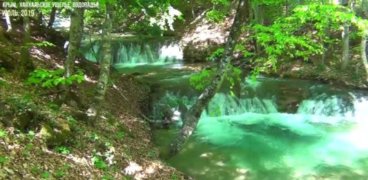 Водопады Хапхальского ущелья в Крыму (Алушта, Солнечногорское лесничество), видео Крым, Алушта, Солнечногорское лесничество, водопады Хапхальского ущелья, видео