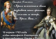 19 апреля 1783 года Екатерина II подписала Манифест о присоединении Крыма к Российской империи 19 апреля 1783 года Екатерина II подписала Манифест о присоединении Крыма к Российской империи
