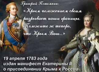 19 апреля 1783 года Екатерина II подписала Манифест о присоединении Крыма к Российской империи 19 апреля 1783 года Екатерина II подписала Манифест о присоединении Крыма к Российской империи