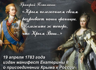 19 апреля 1783 года манифестом Екатерины II Крым вошёл в состав Российской державы 19 апреля 1783 года манифестом Екатерины II Крым вошёл в состав Российской державы