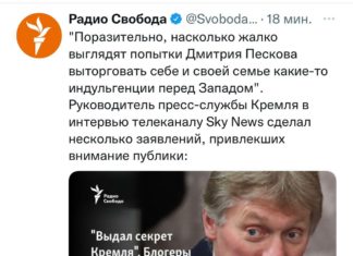 Эй, Песков в жёлто-голубом наряде: «Сколько б ни вилял хвостом, сколько б ни лизал ноги, сколько б ни становился раком», всё равно ты чужой Эй, Песков в жёлто-голубом наряде: "Сколько б ни вилял хвостом, сколько б ни лизал ноги, сколько б ни становился раком", всё равно ты чужой