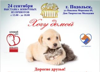 24 сентября в Подольске: выставка приютских собак и кошек «ХОЧУ ДОМОЙ» и художественная выставка «Ребятам о зверятах» 24 сентября в Подольске пройдет выставка приютских собак и кошек Ребятам о зверятах