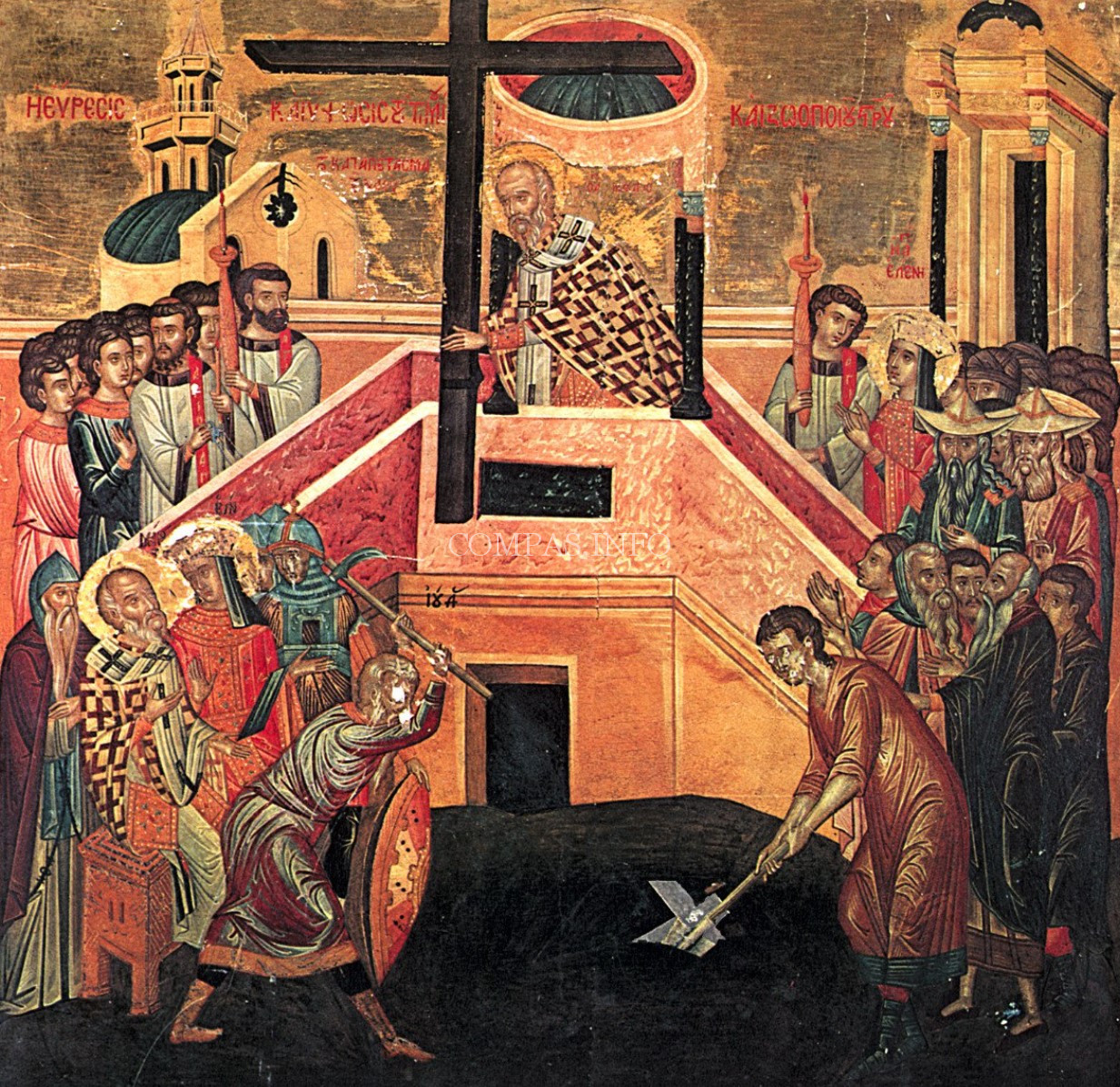 Обретение Креста Господня. Икона XVI в