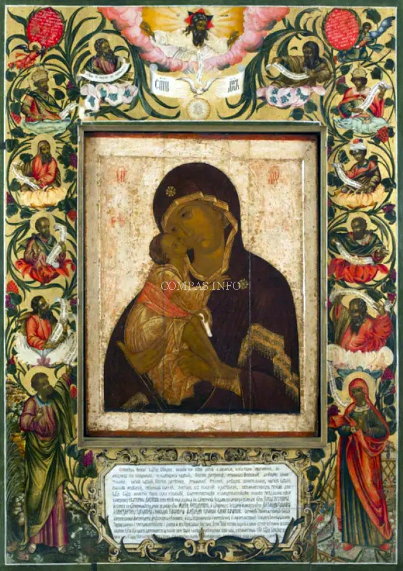 Донская икона Божией Матери, которая была написана в XVI веке («древнейшего письма московского») и установлена в Большом соборе в местном ряду иконостаса