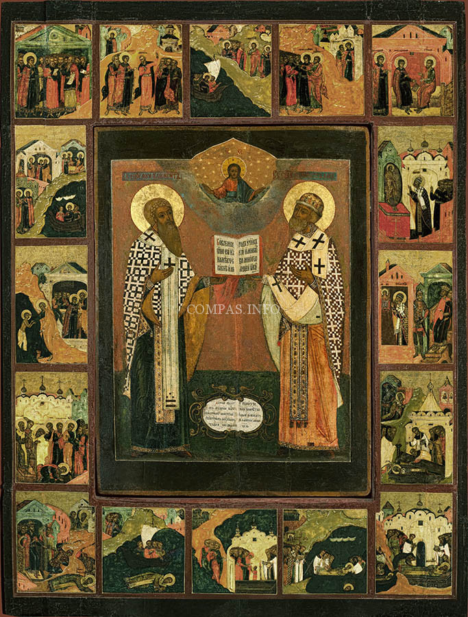 Древняя-икона-священномучеников-Климента-папы-Римского-и-Петра -архиепископа-Александрийского-в-храме-Св.Климента-в-Москве
